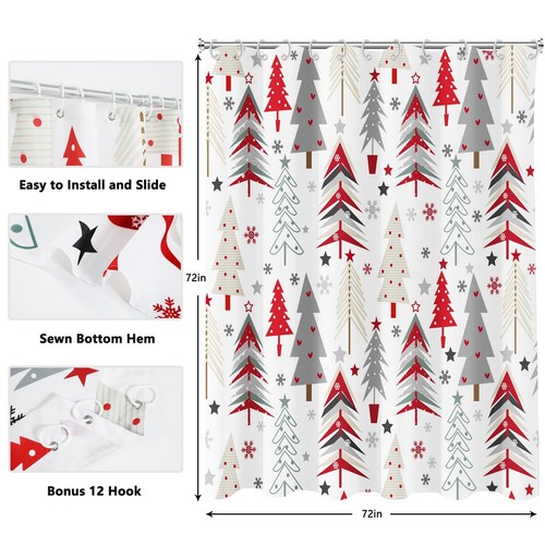 Shower Curtain Christmas Shower Curtain New Year Holiday Xmas Shower Curtains... - Picture 6 of 9