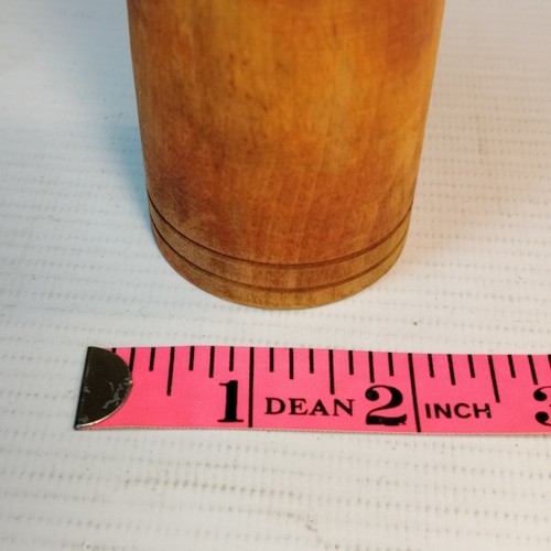 Treenware Treen Container Wooden With Finial Top 4 1/2 Inches Tall - Picture 10 of 10