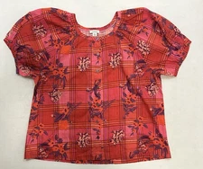 Sundance Pink Red Purple Floral Boho Peasant Top Size XL Balloon Sleeve NWOT