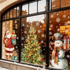 3 Sheets Large Christmas Window Clings Winter Xmas Window Decals for Home Office