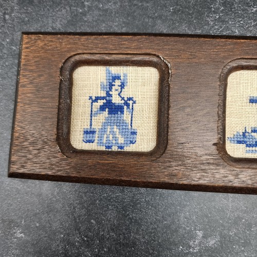 Colgante de pared con forma de azulejo miniatura a punta de aguja enmarcada de Delft **HALLAZGO RARO** - Imagen 5 de 11