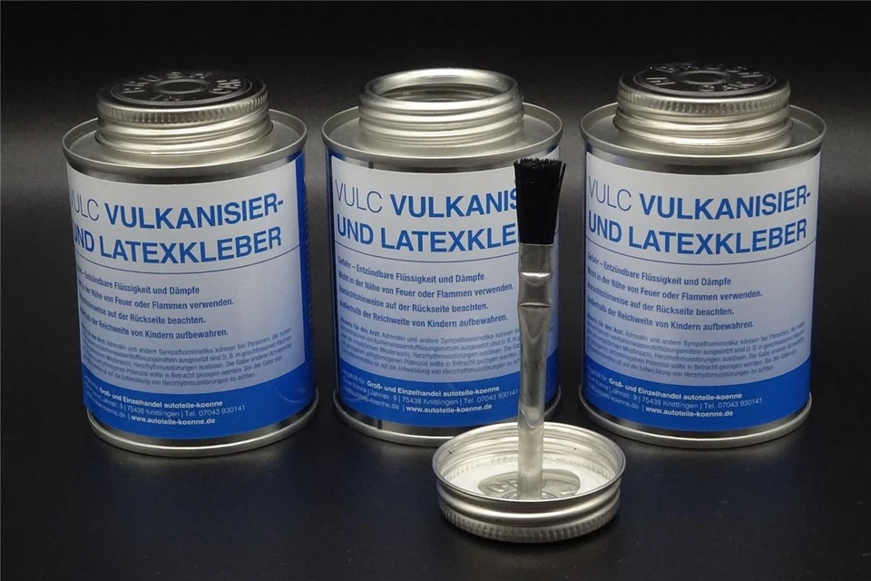 3x 250ml Vulkanisierflüssigkeit Vulc incl. Pinsel Schlauchreparatur - Bild 1 von 1