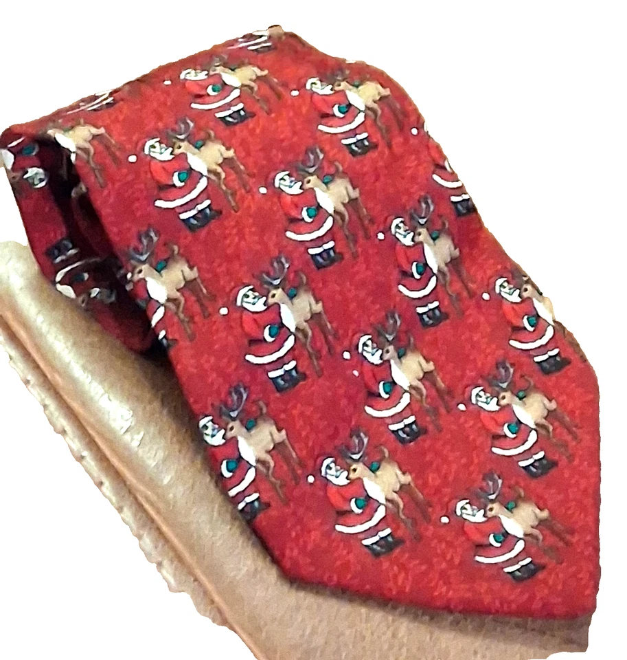 Corbata de Navidad de Papá Noel HOMBRE DE HOY 100 % seda hecha en EE. UU. Original vintage💕 Foto 3 de 4