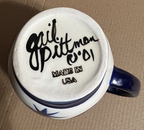 Taza de café de cerámica Gail Pittman GO BIG BLUE hecha a mano/pintada a mano y firmada - Imagen 2 de 20