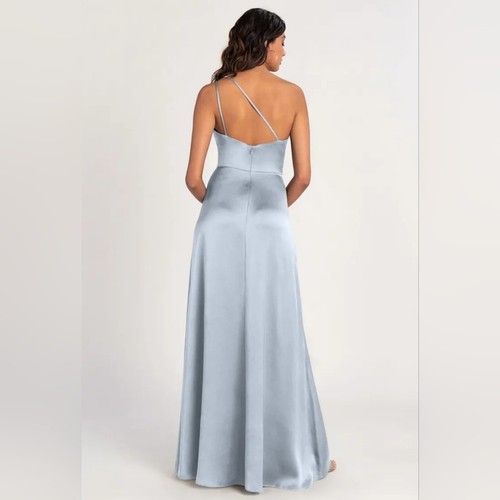 Jenny Yoo Jensen Dress Whisper Blue Luxe Satin - Picture 2 of 12