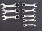 8pc  Blackhawk Stubby Gear Ratcheting Wrench Set SAE 12 Point