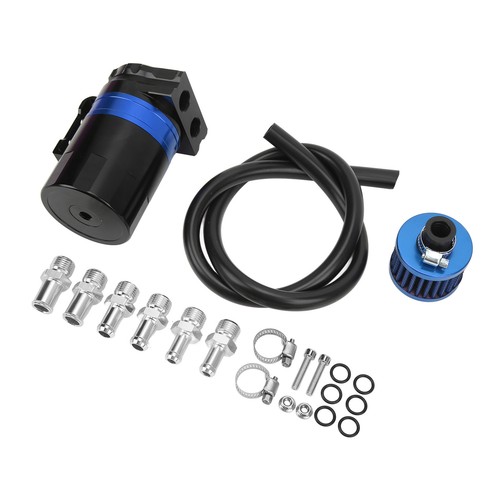 (Blue) Car Oil Catch Can Universal Car Oil Catch Can Internal Baffle Dual - Picture 10 of 12