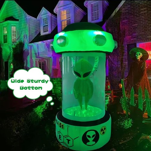 8FT Alien Halloween Decorations Inflatable Outdoor Decoration Wide Sturdy Bot... - Bild 3 von 8
