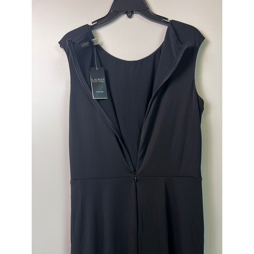 Vestido midi LAUREN Ralph Lauren negro torcido delantero sin mangas talla 12 nuevo con etiquetas - Imagen 7 de 13