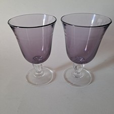 Cristal D'Arques-Durand Amethyst Wine Glasses Set of 2  Vintage Purple Stemware