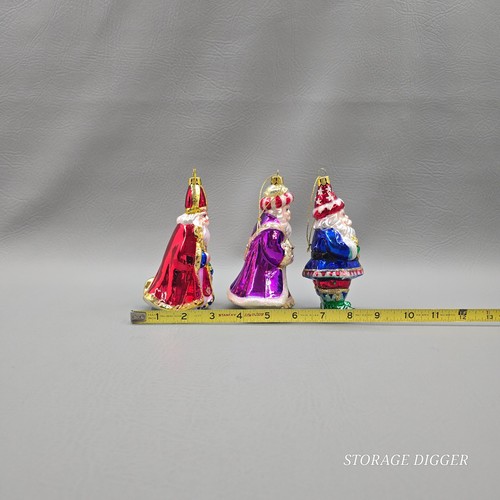 VTG Mini Santa Claus Blown Glass Christmas Tree Ornaments Decoration Set of 3 - Picture 14 of 14