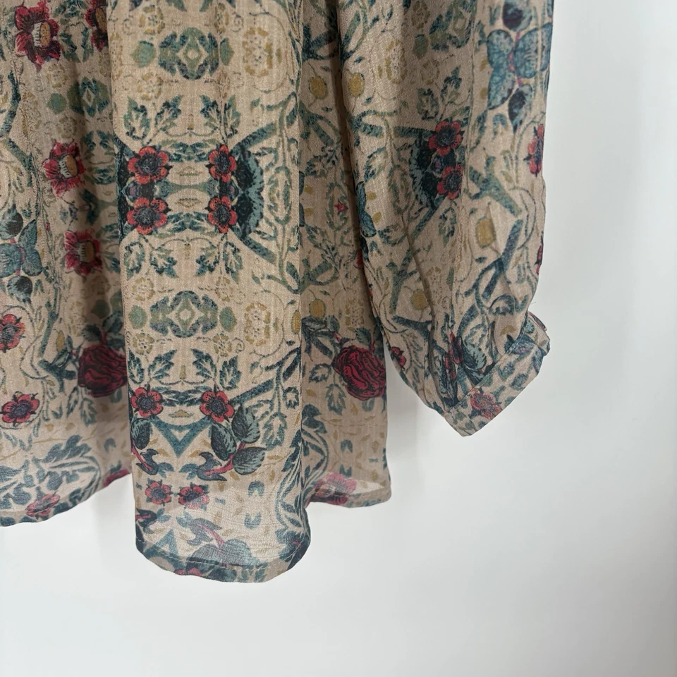 Top túnica vintage América para mujer 2X semi transparente floral calado boho hippie Foto 4 de 4