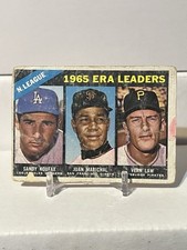 1966 Topps - NL League Leaders Sandy Koufax, Juan Marichal, Vern Law #221 POOR