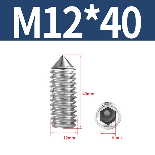 M3 M4 M5 to M12 A2 Stainless Cone Point Grub Screws Hex Socket Set Screw DIN 914 - Picture 76 of 76