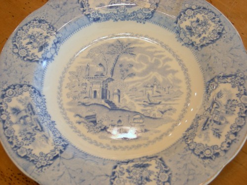 Ridgways "Oriental" Large Rim Soup Bowl Blue Transfer England - Picture 2 of 5