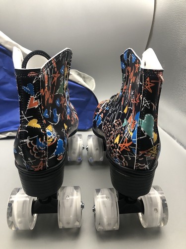 Roller Skates Light Up Wheels Graffiti High-top Leather Women size 38 w/out Box - Picture 18 of 24