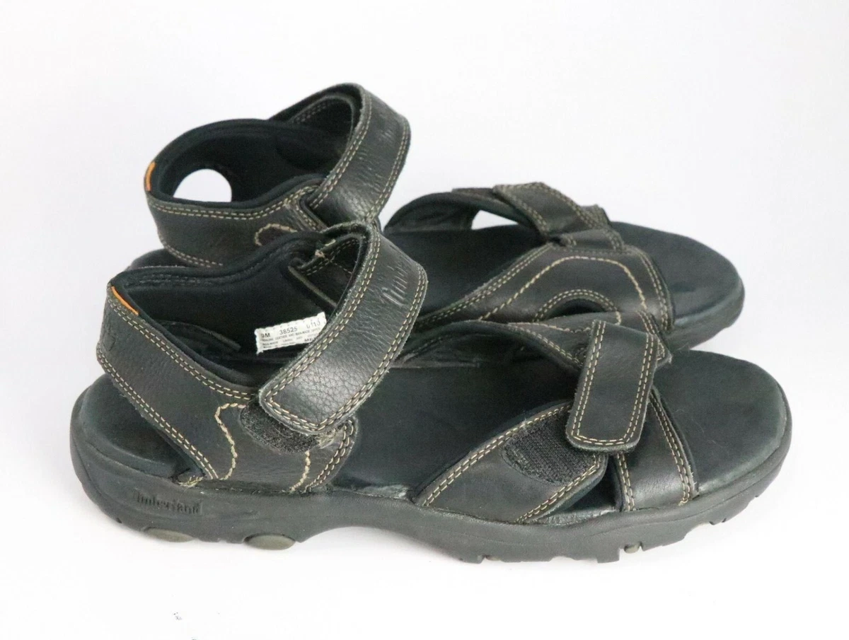 Timberland Sandals Men Size 9 Gray Sherrington Leather Straps 38525