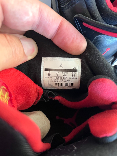 RARE Nike Air Jordan 6 Rings 'Bred' Black Red Mens Shoes 322992 062 Size 10 - Picture 6 of 8