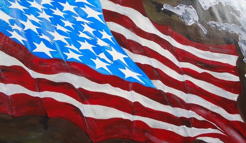 American Flag PAINTING "AMERICA WE LOVE" Original by Artist ORIGINAL . COA - Picture 6 of 11