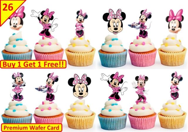 52 MINNIE MOUSE Edible Cup Cake Toppers Wafer Kids Birthday Party STAND UP 52 MINNIE MOUSE Edible Cup Cake Toppers Wafer Kids Birthday Party STAND UP