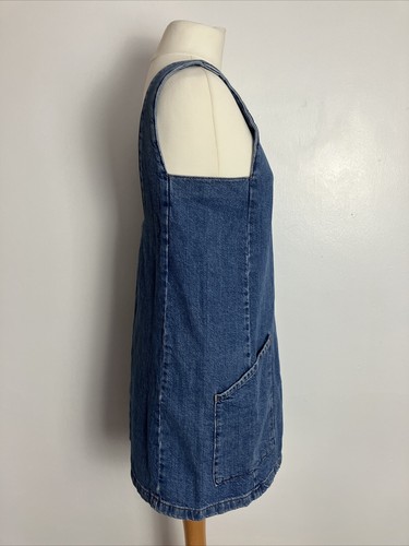 Topshop Moto Petite blau Denim lässige Sommertaschen niedriger Rücken Tunika Kleid Größe 6 - Bild 3 von 5