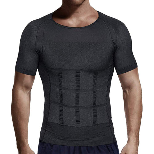 Men's Compression Shirt Slimming Body Shaper Vest Workout Tops Abs Abdomen Tank - Picture 23 of 30