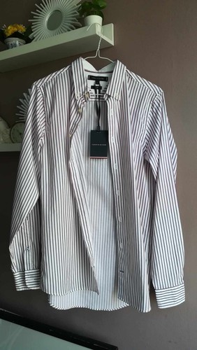 Brand NEW S slim Tommy Hilfiger Shirt Purple Striped Long sleeve Cotton - Picture 3 of 13