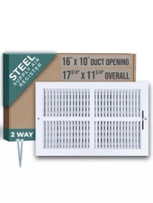 Handua 16"W x 10"H [Duct Opening Size] 2 Way Steel Air Supply Diffuser
