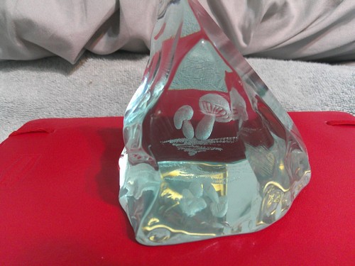Vintage R. Strand Borneson Iceberg Glass Mushroom Etched - Hovmantorp Sweden *VG - Bild 3 von 14
