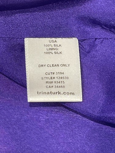 Trina Turk Devendra Silk Dress Sz 4 Purple Paisley Summer Party Belted Casual - Picture 8 of 12
