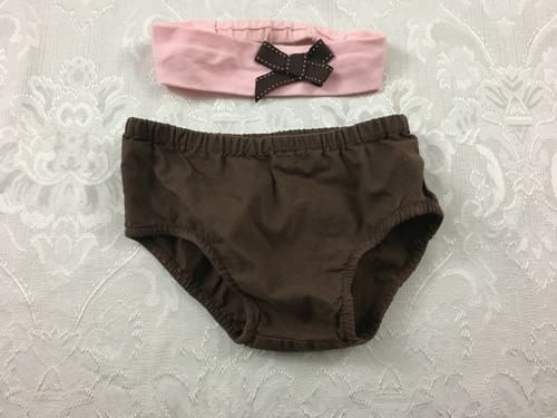 Vintage Girls Clothes 4 Piece Carters Pink & Brown Dress Sweater Headband Pantie - Picture 8 of 9