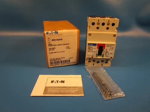 Eaton GEE3160AFM Molded Case Breaker, GEE, Three-pole, 160A, 600Y/347 Vac, 65 kA