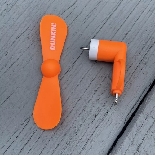 DUNKIN’ DONUTS CELL PHONE MINI USB FAN ORANGE IPHONE ANDROID ORANGE COOL SUMMER - Photo 4 sur 10