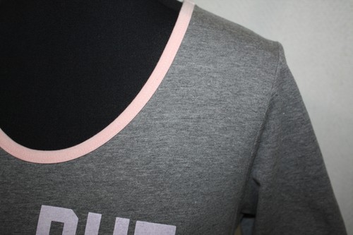 NWT LuLaRoe Supply XS Perfect Tee Heather Gray Pink RInger "Not Without Amelia" - Picture 3 of 6