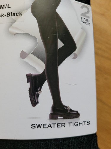 MeMoi MJB-300 Ribbed Fashion Opaque Tights Black/Black Size M/L, 2-pack - 第 5/7 張圖片