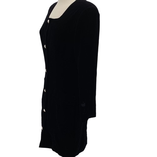 Vintage Susan Bennett black velvet knee length dress size L-XL Dark academia coc - Picture 6 of 13