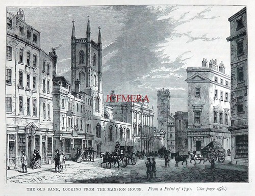 'The OLD BANK of ENGLAND', antiker Druck 'Old London' aus den 1890er Jahren : 663-137