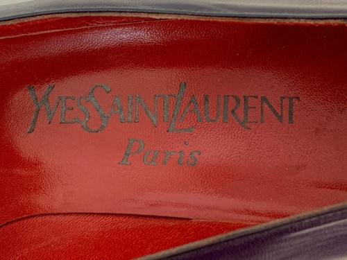 VTG 80s Yves Saint Laurent Purple Leather Heels 3" Italy Sz 8.5M A9022 - Picture 3 of 17