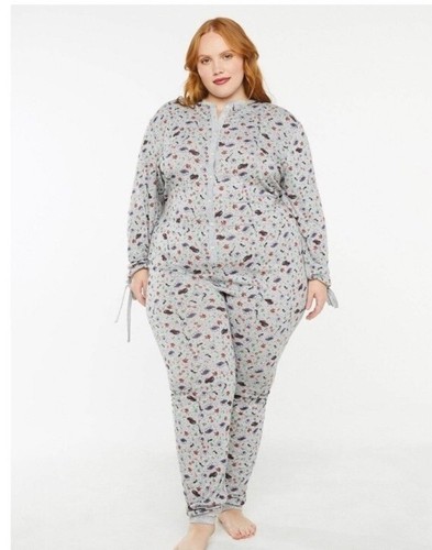 Savage x Fenty 'Tis the Season Christmas One Piece Pajamas Holiday Grey 3X - Foto 1 di 12