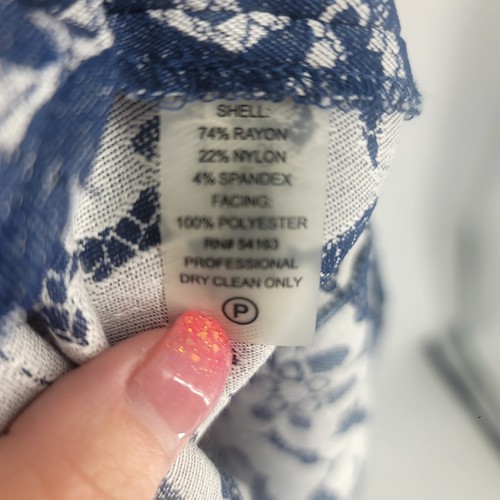 Abito Tommy Hilfiger blu stampa pizzo senza maniche aderente e svasato taglia 18 - Foto 9 di 9