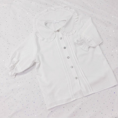 Camisa Blusa Top Niña Japonesa Lolita Botón Liso Manga Corta Linda Kawaii Elegante - Imagen 3 de 7