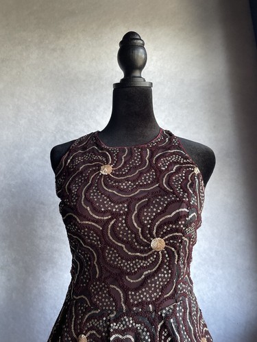 Soiéblu Kleid weinrot und goldfarben Racerback in Größe L - Bild 5 von 8