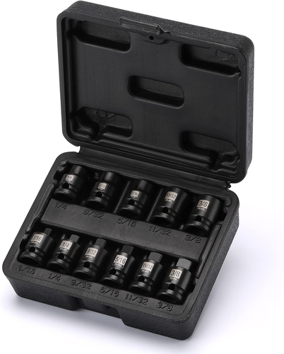EMENTOL 11PCS 3/8" Drive Pipe Plug Socket Set, SAE, CR-MO, Tapered Male Square D - Picture 8 of 12