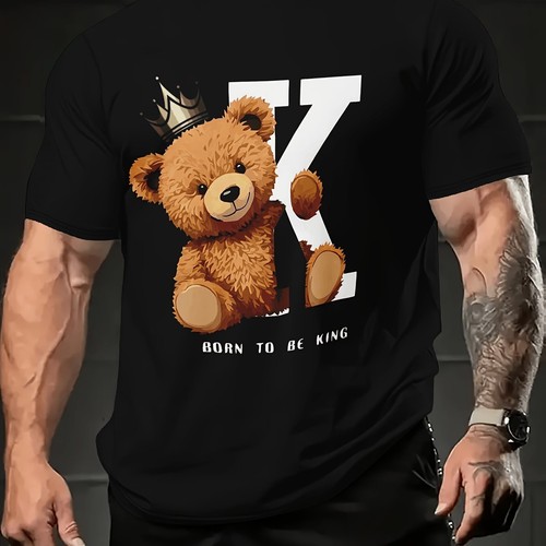 2024 Summer Trendy Men's T-shirt - Cool Bear Pattern, Soft Polyester Fiber, Roun - Picture 28 of 34