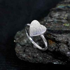 Solid 925 Sterling Silver Band Ring Heart Statement Handmade Ring All Size