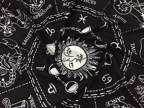 Tarot Witchcraft Card Altar Cloth Square 18" Golden Astrology Table Napkin Decor - Picture 7 of 14