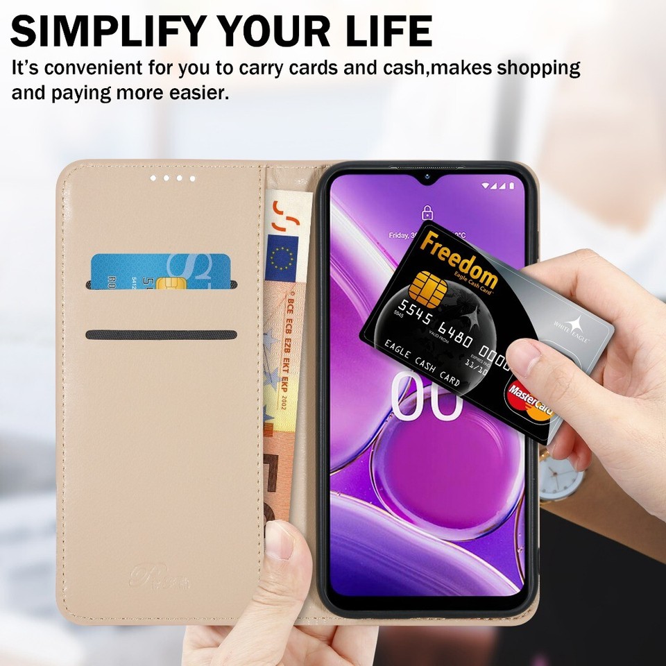 For Nokia C12 Leather Phone Case Wallet, Built In Magnetic - Foto 4