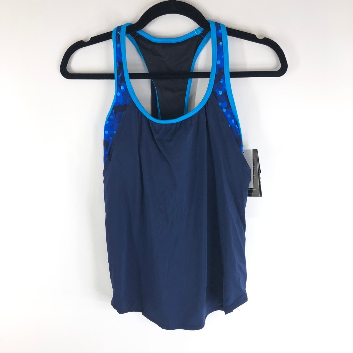 TYR Womens Cadet Solay 2 in 1 Swim Tank Tankini Top Removable Cups Blue XS 0/2 TYR Womens Cadet Solay 2 in 1 Swim Tank Tankini Top Removable Cups Blue XS 0/2