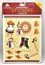 Vintage DaySpring Stickers CHRISTMAS Country/Folk Angel Doves Snowmen Candy NEW