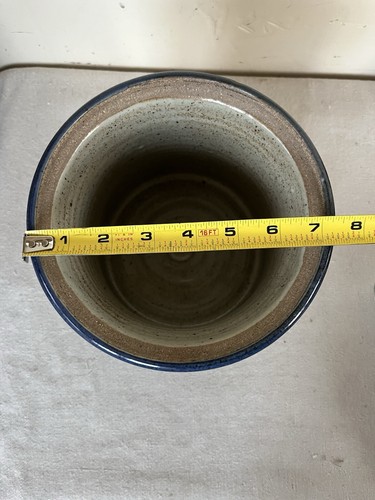 Handgeworfen Keramik große Keksdose und Deckel grau mit blauem Farn Design 9" x 7,5" - Bild 13 von 14